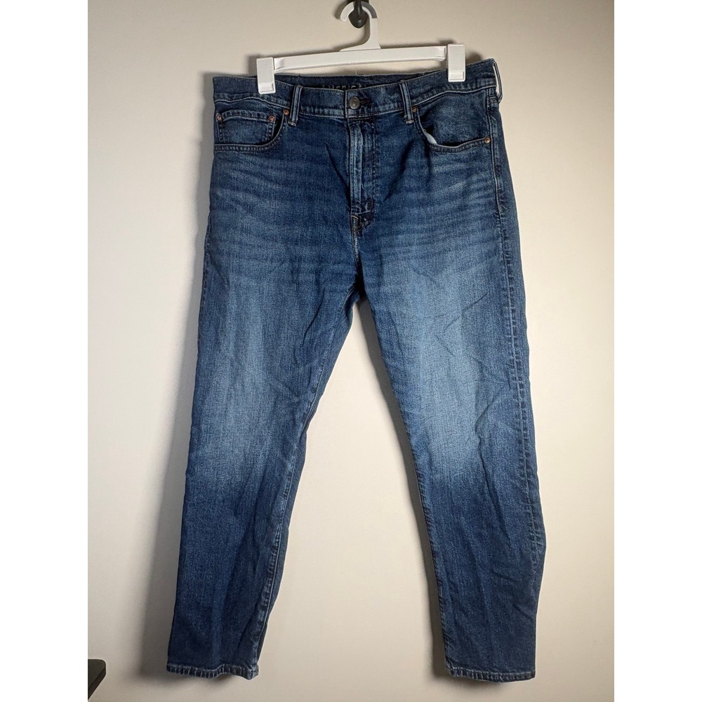 American Eagle Original Straight Flex Jeans Mens 38x30 Medium Wash Blue Denim - Picture 1 of 9